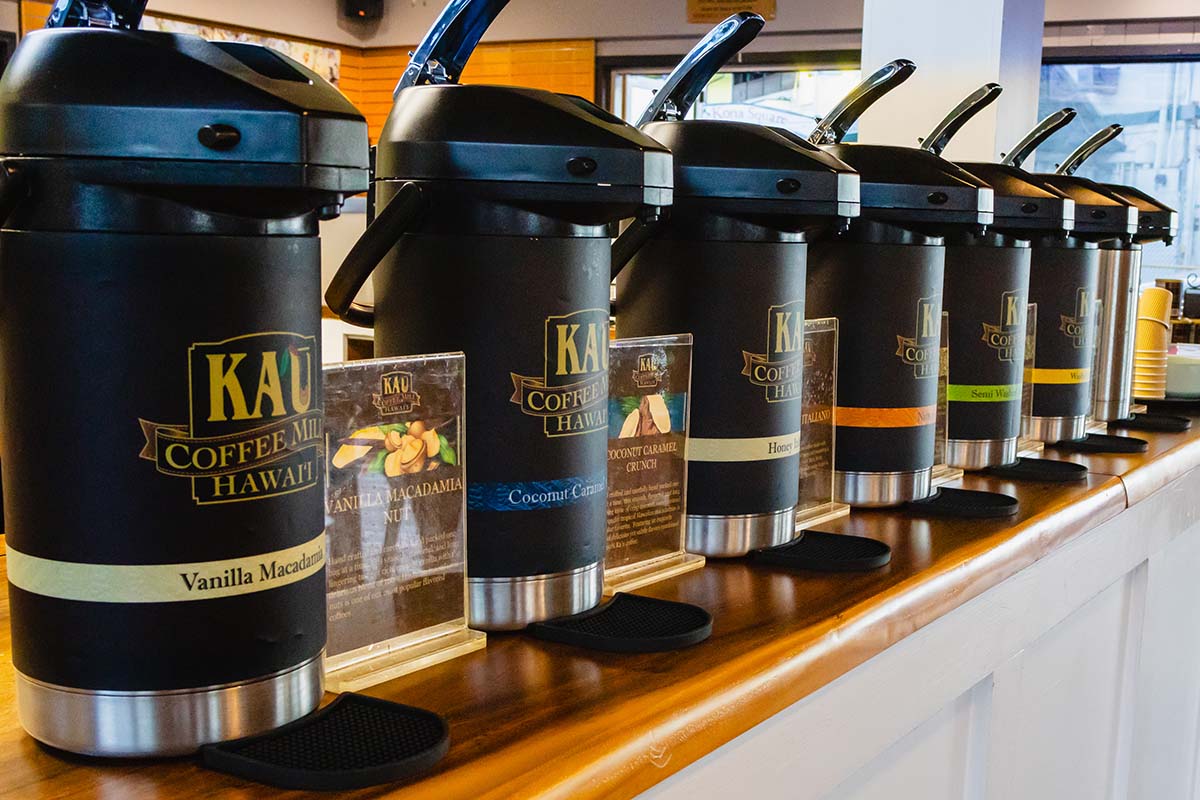 Row of Kaʻū Coffee Mill samples