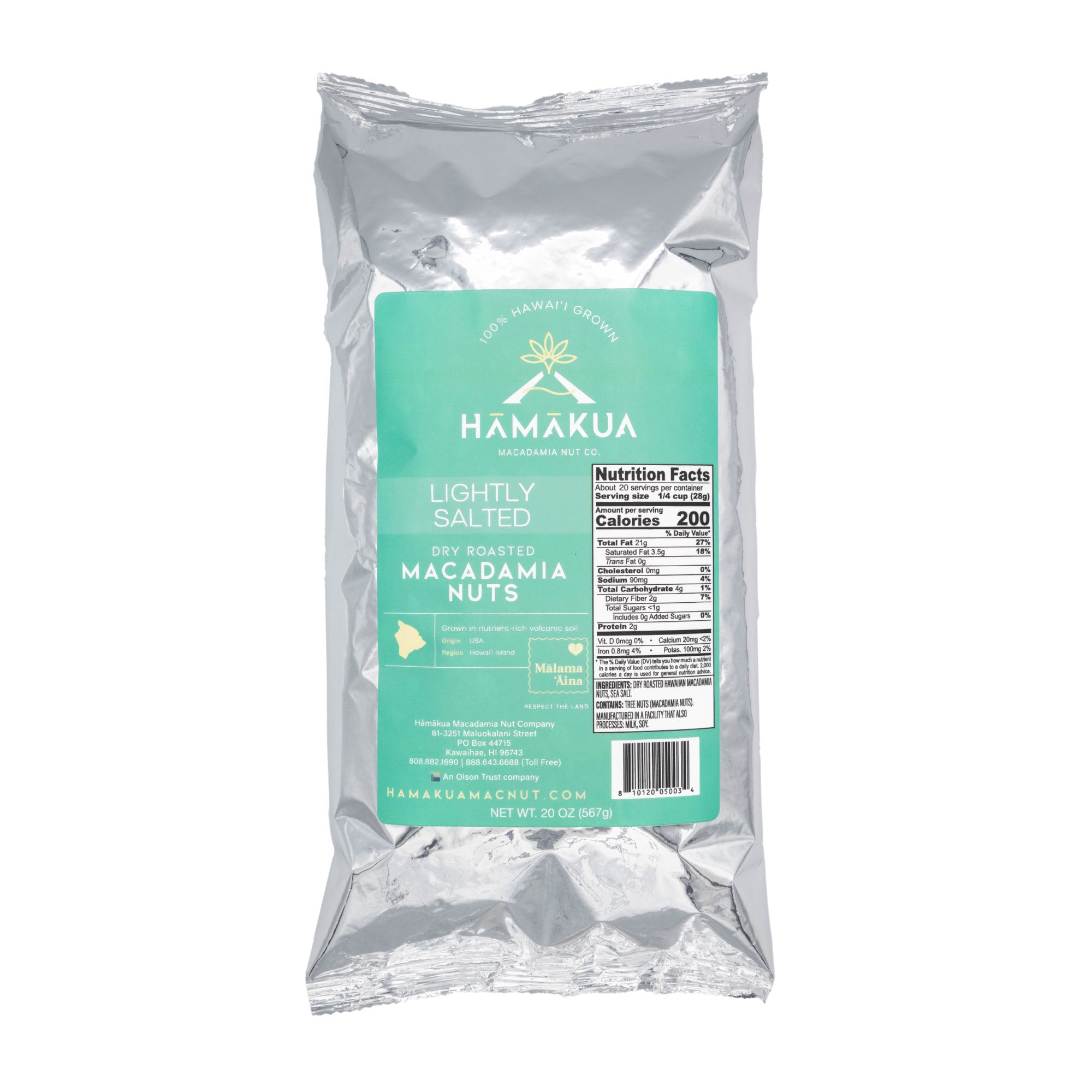 Lightly Salted macadamia nuts 20oz package